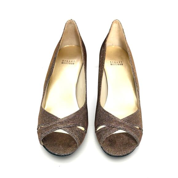 Stuart Weitzman Metallic Peep Toe Pumps – Color Shift Evening Heels Women’s 10 - Picture 3 of 8